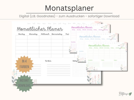 Minimalist Monthly Planner Printable: To-Do List & Daily Overview (PDF Download)