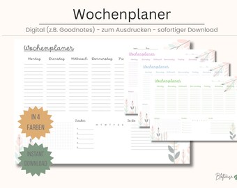 Minimalist Weekly Planner Printable: To-Do List, 4 Colors (PDF Download)
