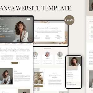 Canva Website Template Coach Sales Page Coaching Editable Business Luxury Bold Funnel & Minimal Landing Page Aesthetic One Page Site | Belle