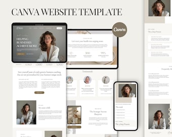 Canva Website Template Coach Sales Page Coaching Editable Business Luxury Bold Funnel & Minimal Landing Page Aesthetic One Page Site | Belle