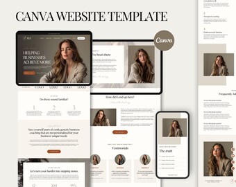 Coach Canva Website Template Business Coaching Sales Page Editable Luxury Funnel & Minimal Landing Page Aesthetic One Page Website | Julia