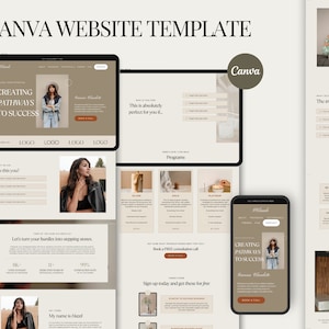 Coaching Canva Website Template Business Coach Sales Page Editable Luxury Blog & Minimalist Landing Page Aesthetic One Page Website | Gianna