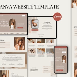Coaching Canva Website Template Business Coach Sales Page Aesthetic Editable Blog & Minimalist Landing Page Luxury One Page Website | Marie