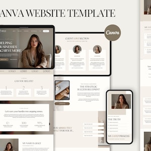 Coach Canva Website Template Business Coaching Sales Page Editable Luxury Funnel & Minimal Landing Page Aesthetic One Page Website | Grace