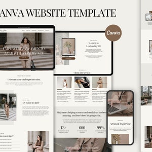 Coaching Canva Website Template Course Editable Sales Page Funnel Luxury & Minimal Business Landing Page Aesthetic One Page Website | Claire