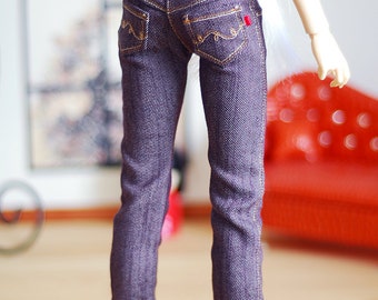Classic straight leg purple denim jeans - Luts Delf girl SD BJD clothes