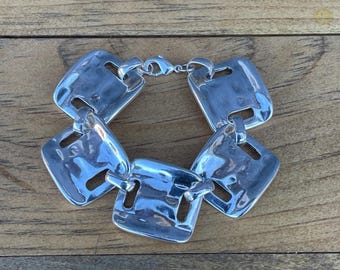 Silver Short Framed Linked Bracelet