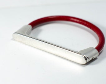 Silver Bar Leather Bracelet