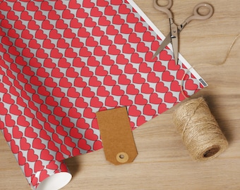 Red Hearts Wrapping Paper Roll