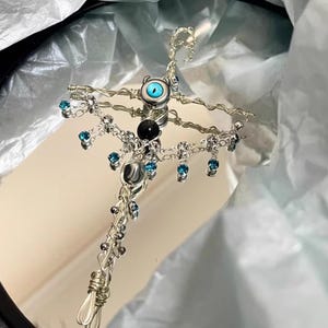 Blue Devil Eye Cigarette Holder, Unique Handmade Cigarette Holder, Exquisite Tassel Cigarette Holder, Gothic Extended Cigarette Clip