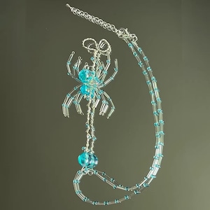 Handmade Beaded Cigarette Holder,Blue Spider Cigarette Holder, Cigarette Holder Necklace, Cigarette Holder Bracelet,Crystal Cigarette Holder