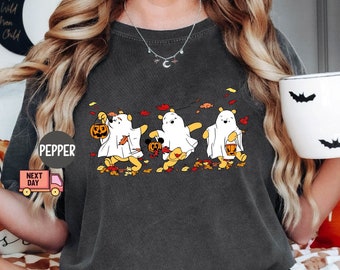 Comfort Colors® Retro Pooh Ghost Halloween Shirt, Winnie The Pooh Halloween Shirt, Spooky Season Shirt, Pooh Shirt, Cute Fall Shirt