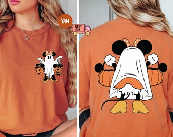 Camisa de Halloween de Mickey de Disney con colores cómodos, camisa de Mickey fantasma, camisa retro espeluznante de Mickey y Minnie, Mickey no es tan aterrador, Minnie de Disney