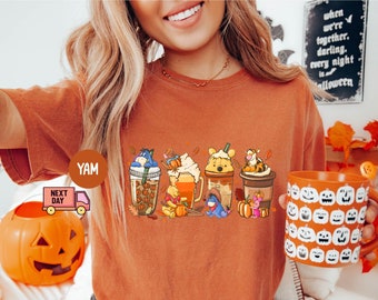 Comfort Color Fall Coffee Shirt, Cute Halloween T Shirt, Fall Coffee Latte Shirt, Coffee Shirt, Halloween Shirts, Vintage Fall Season Shirt