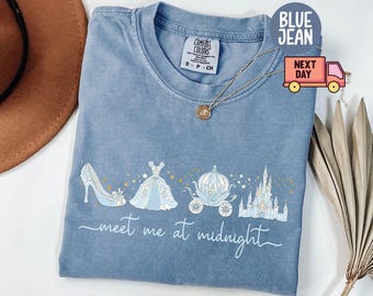 Comfort Colors® Meet me at Midnight Shirt, Cinderella Inspired T-Shirt, Disney Girls Trip 2025, Disney Cinderella Shirt, Princess Party Gift