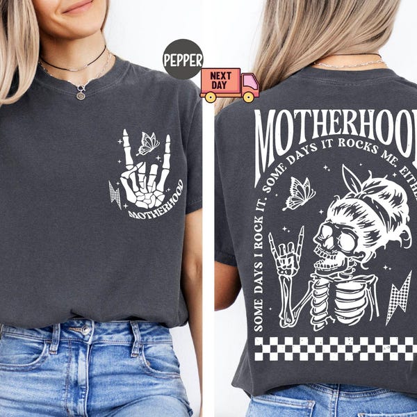 Comfort Colors® Motherhood, soms rock ik het, soms rockt het me Shirt, moedershirt, moedershirt, rocker moedercadeaus, Moederdagcadeau, cadeau