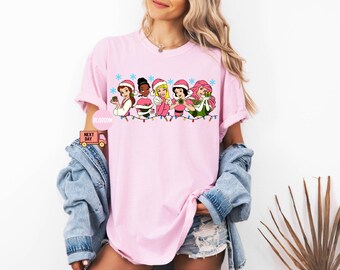 Disney Princess Christmas Shirt, Disney Christmas Shirt, Disney Girls Matching Christmas Tee, Girls Disney Trip T-Shirt,Christmas Girly Gift