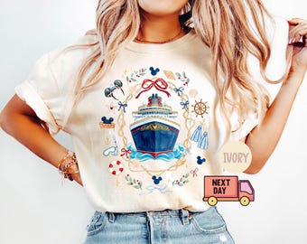 Comfort Colors® Disney Cruise Shirt, Coquette Bow Watercolor Disney Cruise Shirt, Family Matching Cruise Trip Tee, Disney Vacation Shirt