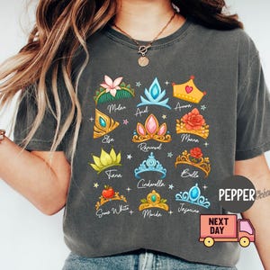 Comfort Colors® Retro Princess Crown Shirt, Snow White Rapunzel Ariel Belle Tee,Disney Girl Trip Shirt,Magic Kingdom Princess Vacation Shirt