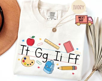 Comfort Colors® TGIF Teacher Shirt, Alphabet Teacher Shirt, Kindergarten Teacher Shirt, Teacher Christmas Gift, Teacher Appreciation Gift