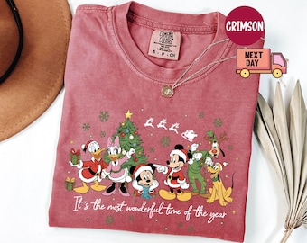 Comfort Colors® Vintage It's The Most Wonderful Time of The Year Disney Christmas Shirt,Cartoon Mickey and Friends Christmas Party 2025 Gift