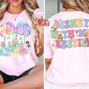 Disney With My Bestie Princess Shirt, Minnie Head Princess Comfort Colors Shirt, Disney World Girls Trip T-shirt, Magic Kingdom Shirt