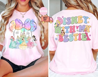 Disney With My Bestie Princess Shirt, Minnie Head Princess Comfort Colors Shirt, Disney World Girls Trip T-shirt, Magic Kingdom Shirt