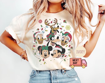 Comfort Color Vintage Mickey And Friends Disney Christmas Shirt, Disney Ornament Christmas T-shirt, Mickey Xmas, Magic Kingdom, Disney Trip