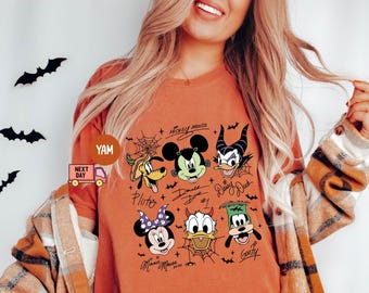 Camiseta de Halloween de Disney Mickey y sus amigos Comfort Colors®, camiseta retro de Halloween de Disney, camiseta familiar a juego de Mickey's Not So Scary Party, regalo