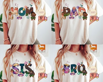 Camiseta personalizada de Comfort Colors con la princesa Moana para toda la familia, camiseta de Disney Moana para mamá y papá, sudadera de Maui, camiseta de Hei Hei y Pua, camiseta para el viaje a Disneyland