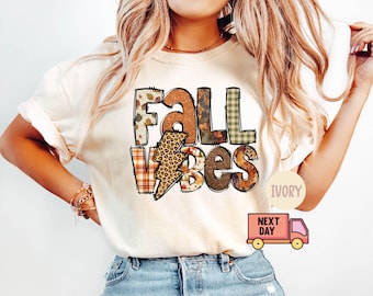Comfort Colors  Gift,Fall Vibes Shirts,Leopard Fall T-Shirt,Trendy Fall T-Shirts,Fall Vibes Shirt,Fall Leaves Shirt,Happy Thanksgiving Shirt