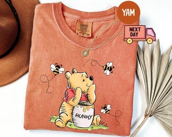 Comfort Colors® Pooh Bear T-Shirt, Winnie The Pooh Shirt, Disney Trip Shirt, Pooh Bear Shirt, Eating Honey Shirts, Disneyland Shirt, Gift
