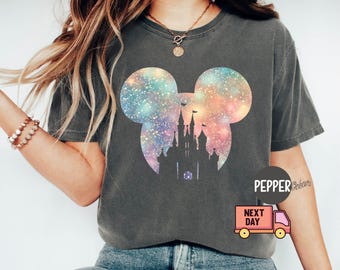 Camiseta Comfort Colors con orejas de ratón de Disney, camiseta de Magic Kingdom, camiseta del castillo de las princesas de Disney, camiseta para viaje a Disney, camiseta de Disneyland, Disney World