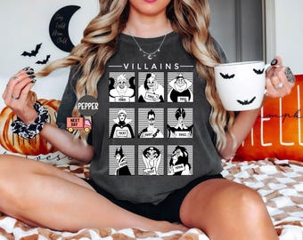 Camisas de Halloween de villanos de Disney de Comfort Colors®, camisas de "Bueno para ser malo", camisas de villanos de Disney, camisas de Úrsula, camisas de la Reina Malvada, camisas de Cruella