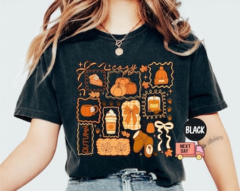 Comfort Colors® Cozy Season Shirt,Fall Season Shirt for Women,Girl Fall Shirt,Coquette Fall Shirt,Fall Doodle Shirt,Pumpkin Tee,Autumn Shirt