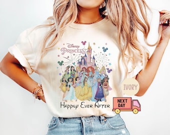 Comfort Colors® Vintage Disney Prinzessinnen Charaktere Shirts, BTW Prinzessin Trip Shirt, Prinzessin Disney Mädchen Shirt, Aschenputtel, Rapunzel, Belle