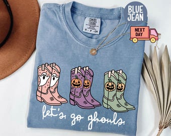 Comfort Colors® Let's Go Ghouls Boots Shirt, Halloween Shirt, Funny Halloween Gift, Spooky Season Shirt, Pumpkin Shirt, Gift for Halloween