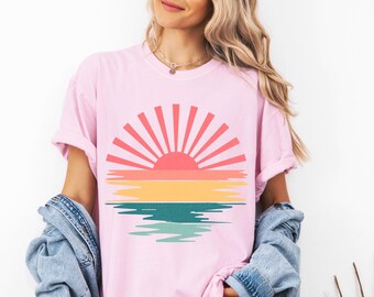 Camiseta Comfort Colors® Sun, Camiseta de verano, Camisetas de playa, Camiseta Sunhine, Regalo para mujer, Camiseta de verano estilo boho, Camiseta de sol, Camiseta linda para mujer