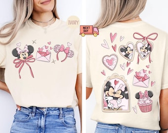 Comfort Colors® Disney Coquette Bow Valentinstag Shirt, Mickey und Minnie Valentinstag Shirt, Disney Paare Valentine Trip Shirt, Geschenk für Sie