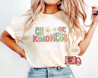 Cadeau couleurs confort, jolie chemise de professeur, chemise Choose Kindness, chemise de professeur soyez gentil, chemise de rentrée, chemise de professeur d'école primaire