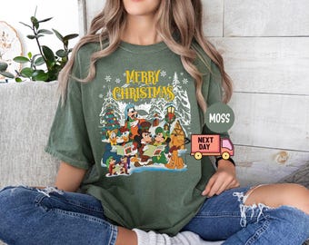Camiseta navideña vintage de Mickey y sus amigos de Comfort Colors®, camiseta navideña de Disney, fiesta navideña de Mickey, camiseta de Disneyland