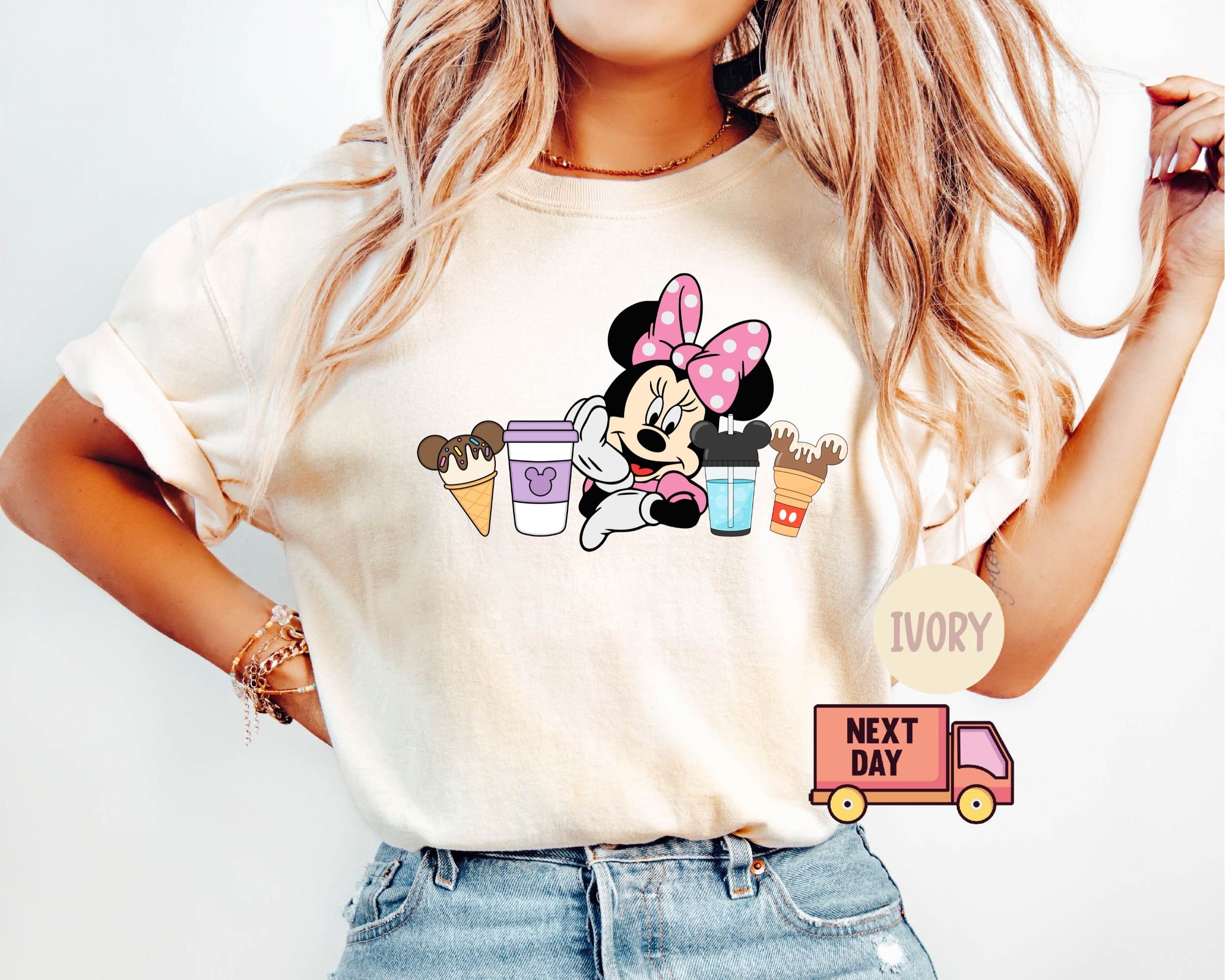 Comfort ColorのミニーマウスTシャツ（レディース）、ディズニーミニー