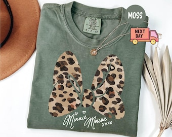 Comfort Colors® Disney Leopard Minnie Mouse Bow Shirt, Magic Kingdom Shirt, WDW Trip Sweatshirt, Animal Kingdom Tee, Girls Trip Tee