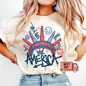 4th of July Statue of Liberty Shirt, USA Shirt, America 4th July Shirt, USA America Flag, American Girl Shirt, Freedom Shirt, Gift for Woman