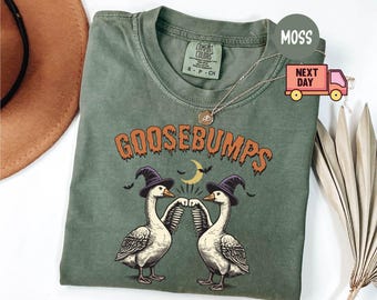 Comfort Colors® Funny Goose Bumps Halloween Tshirt, Retro Goose Pumps Shirt,Best Girly Halloween Gift, Trendy Halloween Gift,Funny Halloween