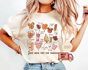 Comfort Colors Just Here for the Snacks Shirt,Mickey & Friends Shirt,Disney Snacks Tee,WDW Family Trip Tee,Disney Food Tee,Disney Vacay Mode