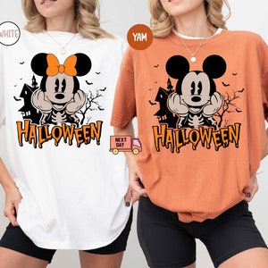 Custom Disney Halloween Family Matching Shirt, Comfort Colors Mickey And Minnie Shirt,Halloween Skeleton Shirt,Disney World Shirt,Halloween