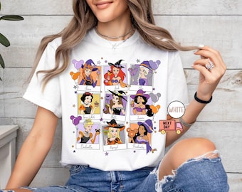 Comfort Colors® Disney Princess Halloween Shirt, Disney Witch Snow White Cinderella Aurora Ariel Belle Elsa Tiana Shirt, WDW Halloween Shirt