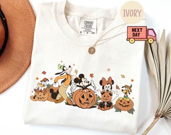 Camiseta de otoño de Mickey y sus amigos Comfort Colors®, camiseta con ambiente otoñal de Disneyland, camiseta de Halloween familiar de Disney, camiseta de Magic Kingdom, camiseta de calabaza de Disney