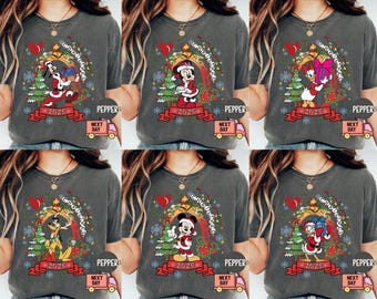 Comfort Colors® Vintage Mickey and Friends Christmas Shirt, Disney Christmas Shirt, Mickey Holiday Tee, Disney Family Matching Christmas Tee